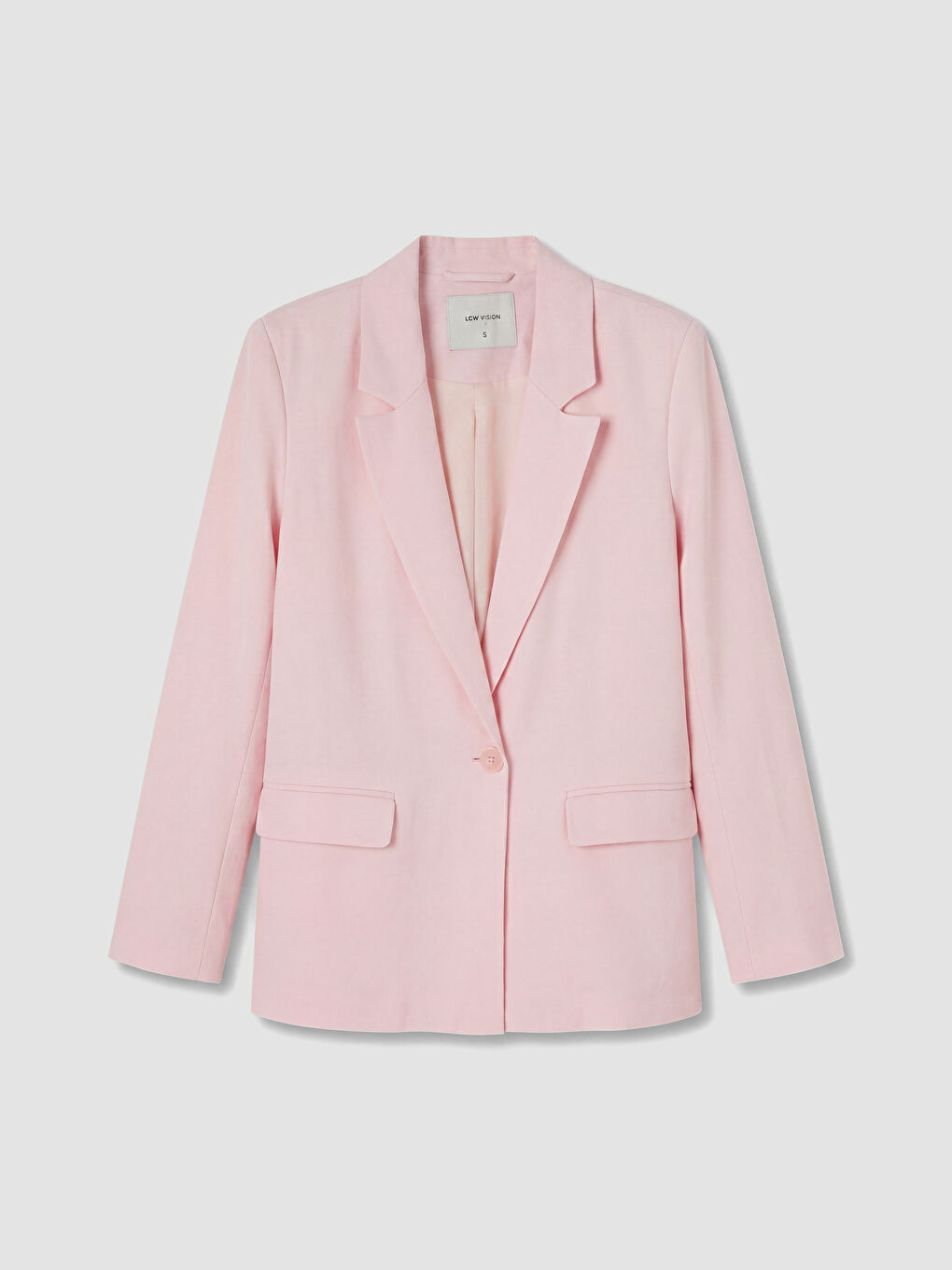 Pembe Keten Karışımlı Kadın Blazer Ceket