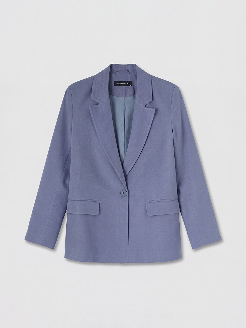 Mavi Keten Karışımlı Kadın Blazer Ceket-4