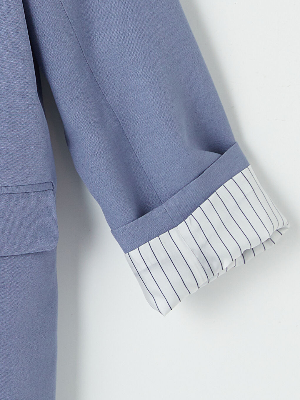 Mavi Keten Karışımlı Kadın Blazer Ceket-6