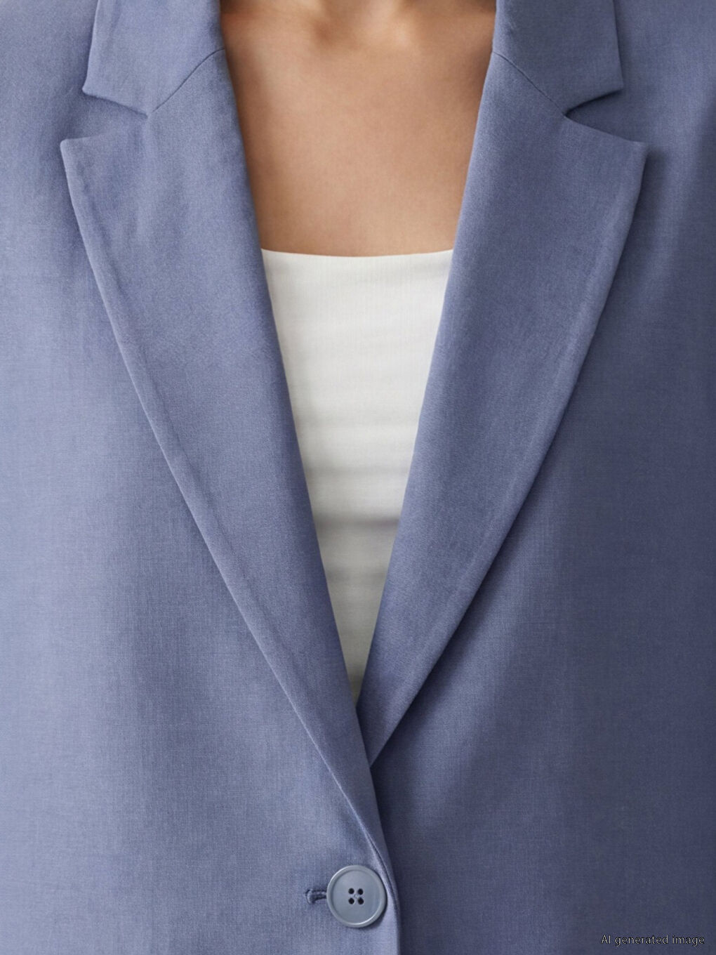Mavi Keten Karışımlı Kadın Blazer Ceket-2