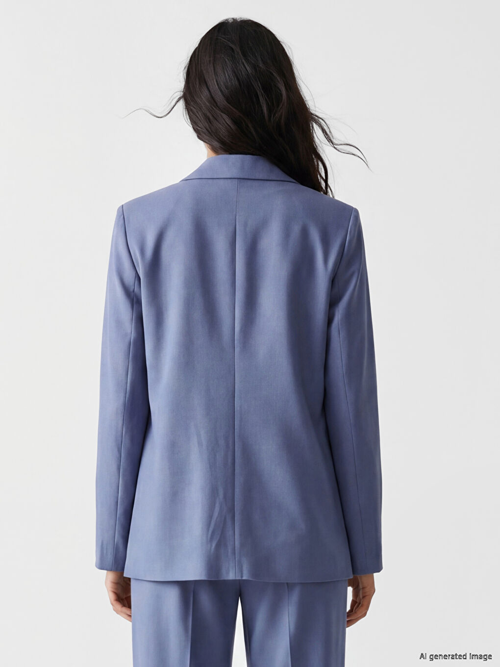 Mavi Keten Karışımlı Kadın Blazer Ceket-3