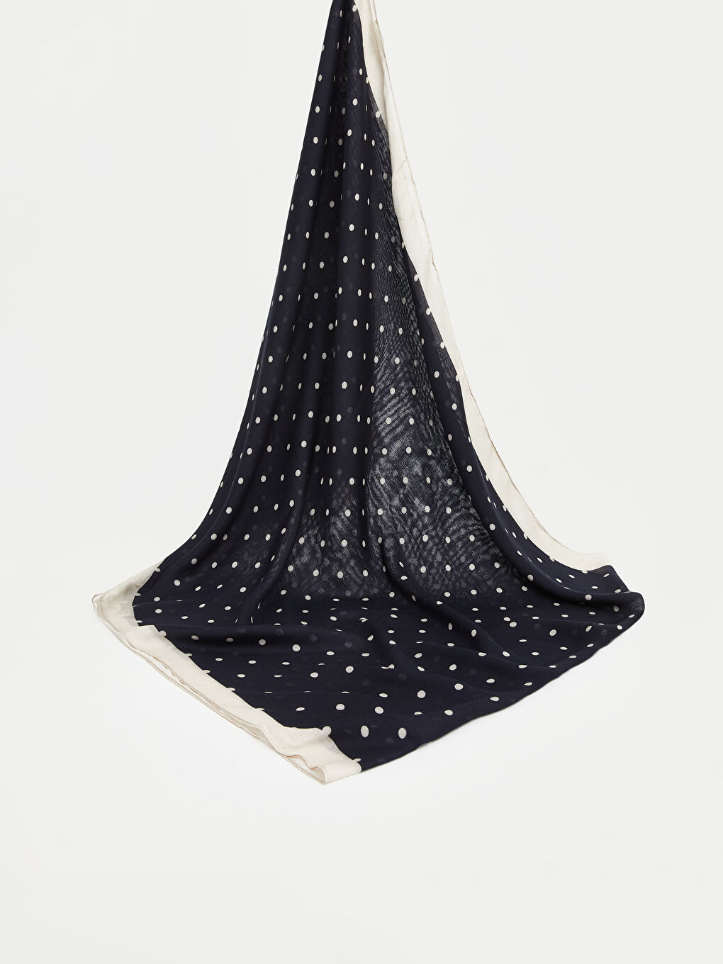 Ekru Puantiyeli Baskılı Kadın Şal