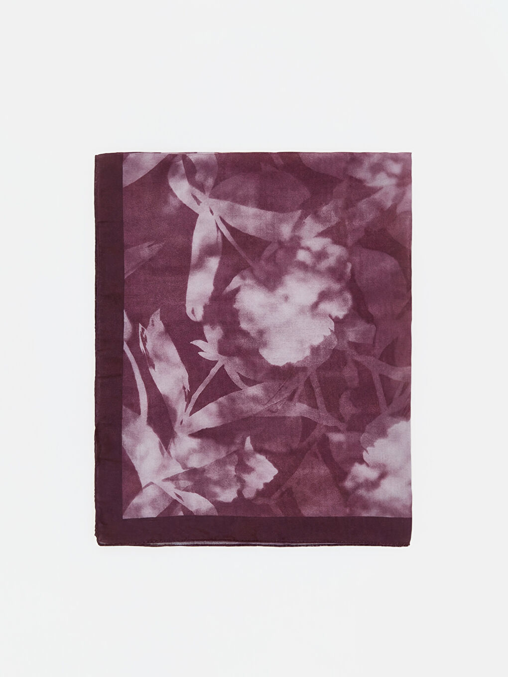 Mürdüm Yaprak Desenli Kadın Şal-1