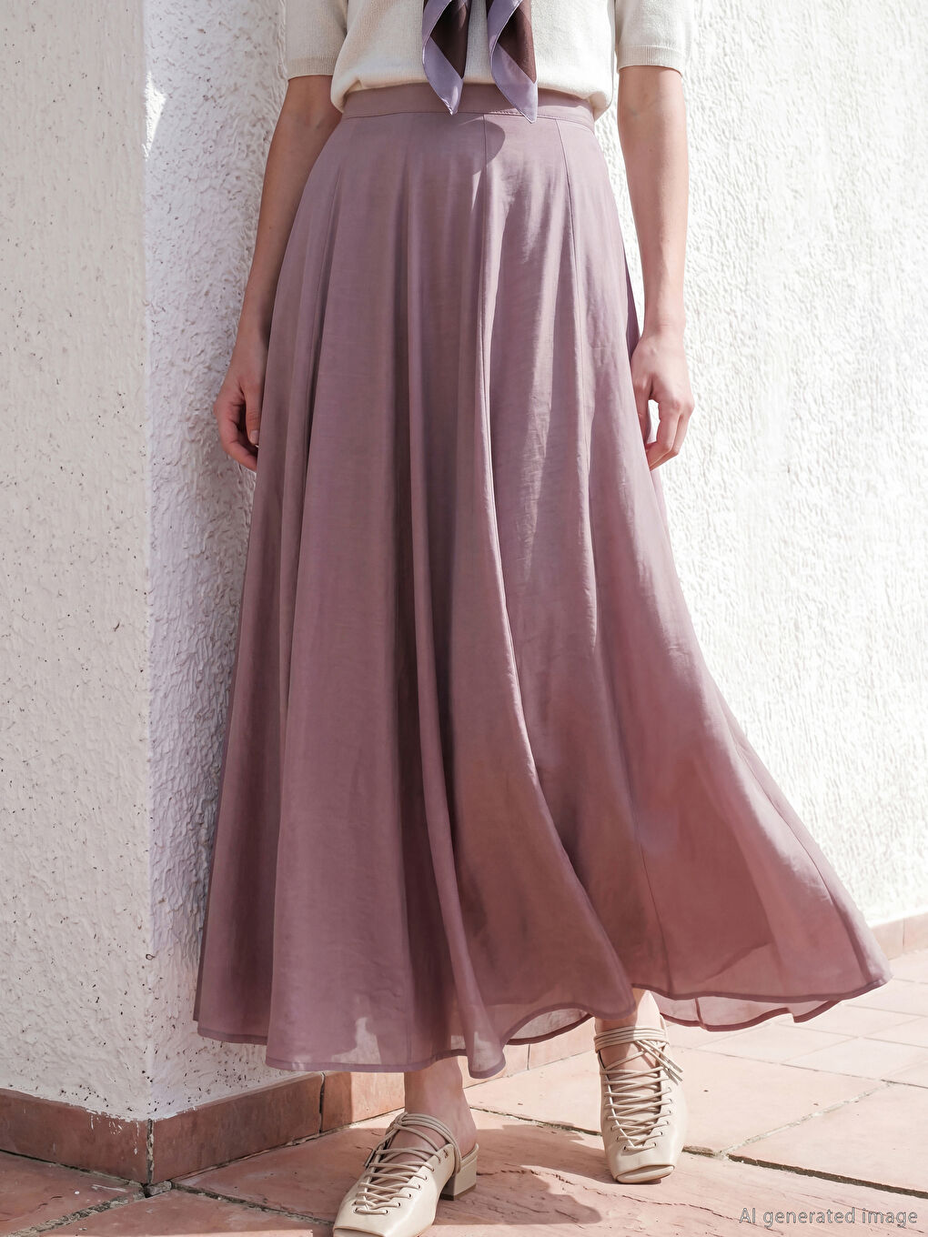 Pembe Beli Fermuarlı Kloş Etek-1