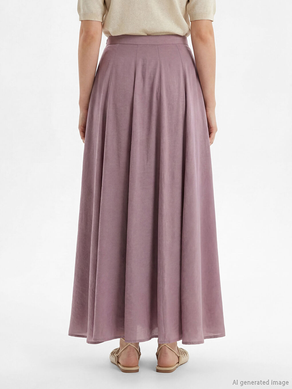 Pembe Beli Fermuarlı Kloş Etek-3