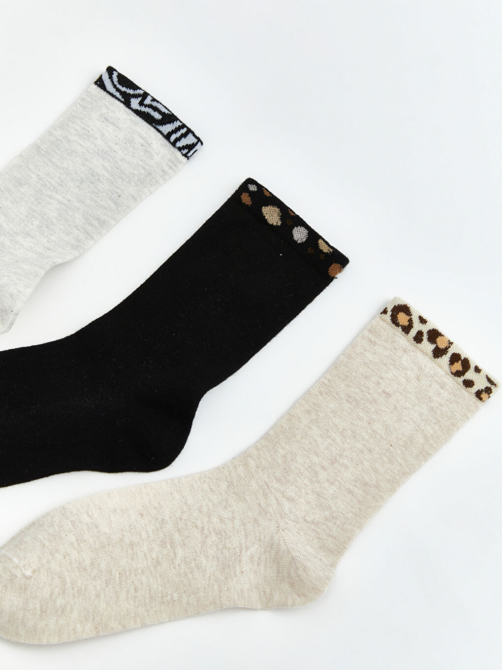 Gri Desenli Kadın Soket Çorap 5'li-1