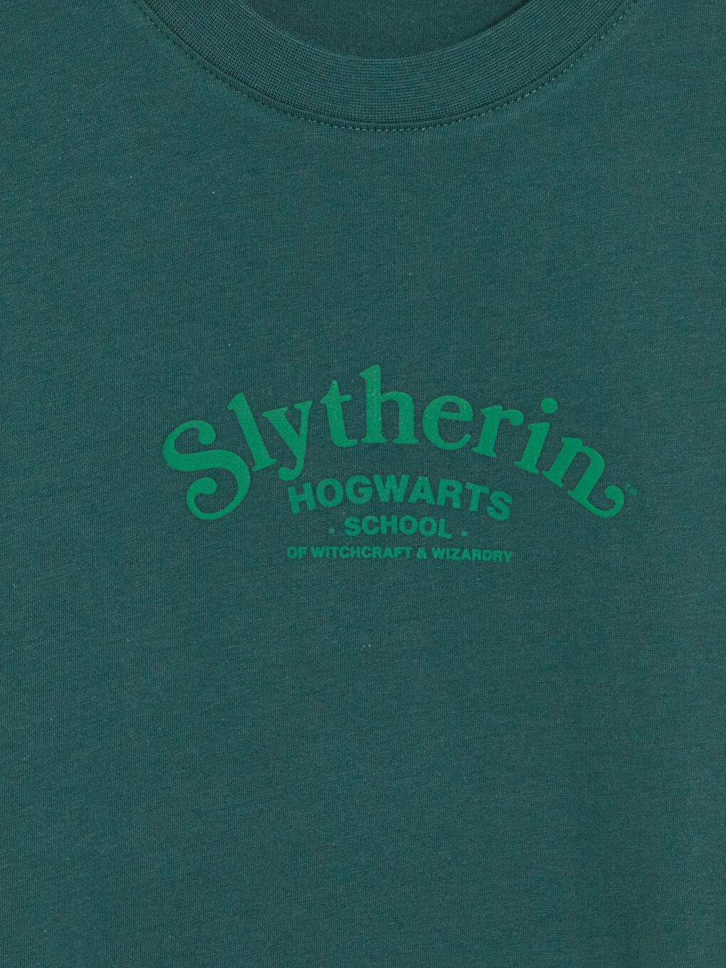 Yeşil Bisiklet Yaka Harry Potter Baskılı Erkek Tişört-1
