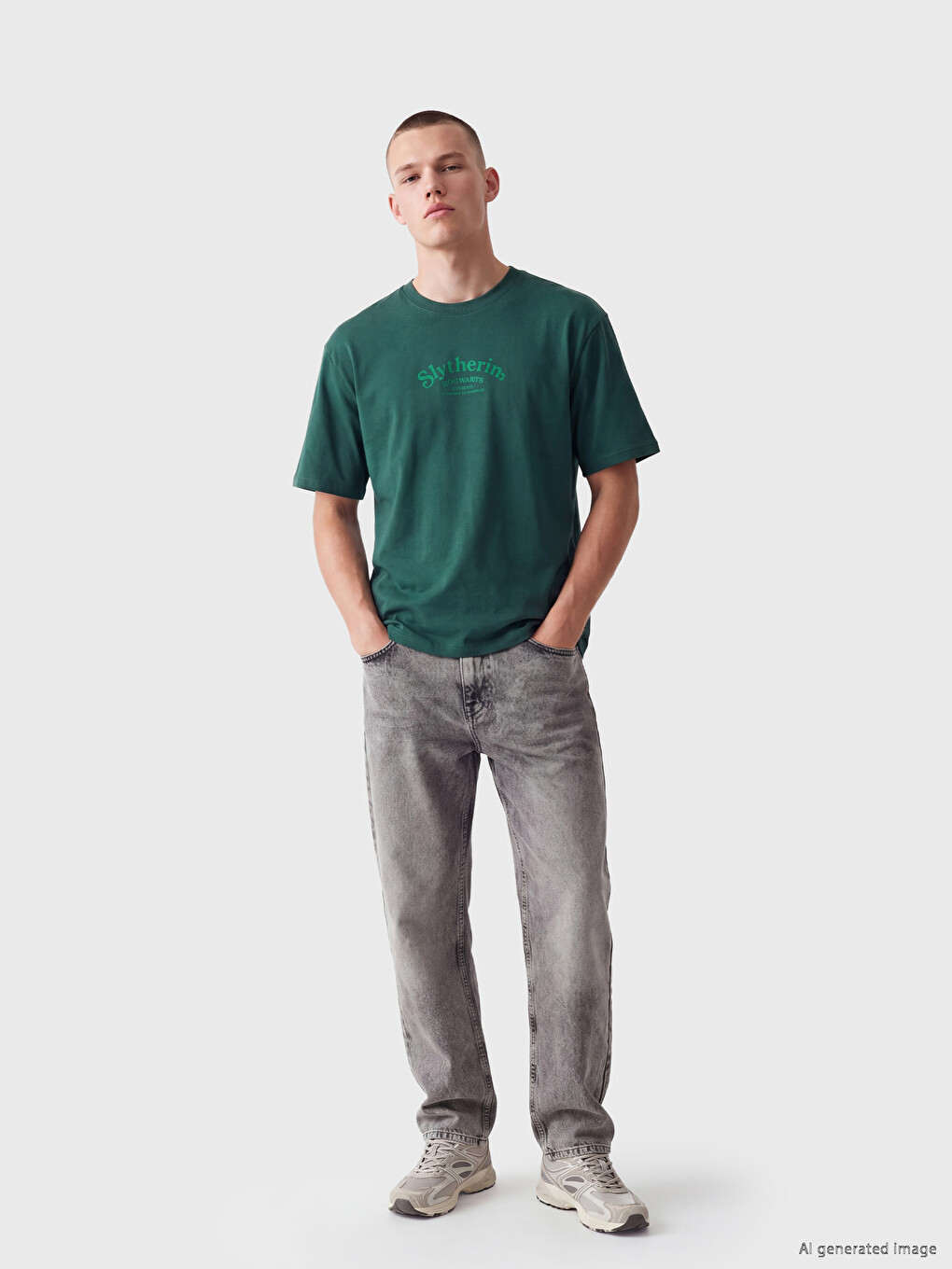 Tricou cu guler rotund imprimat Harry Potter pentru bărbați-1