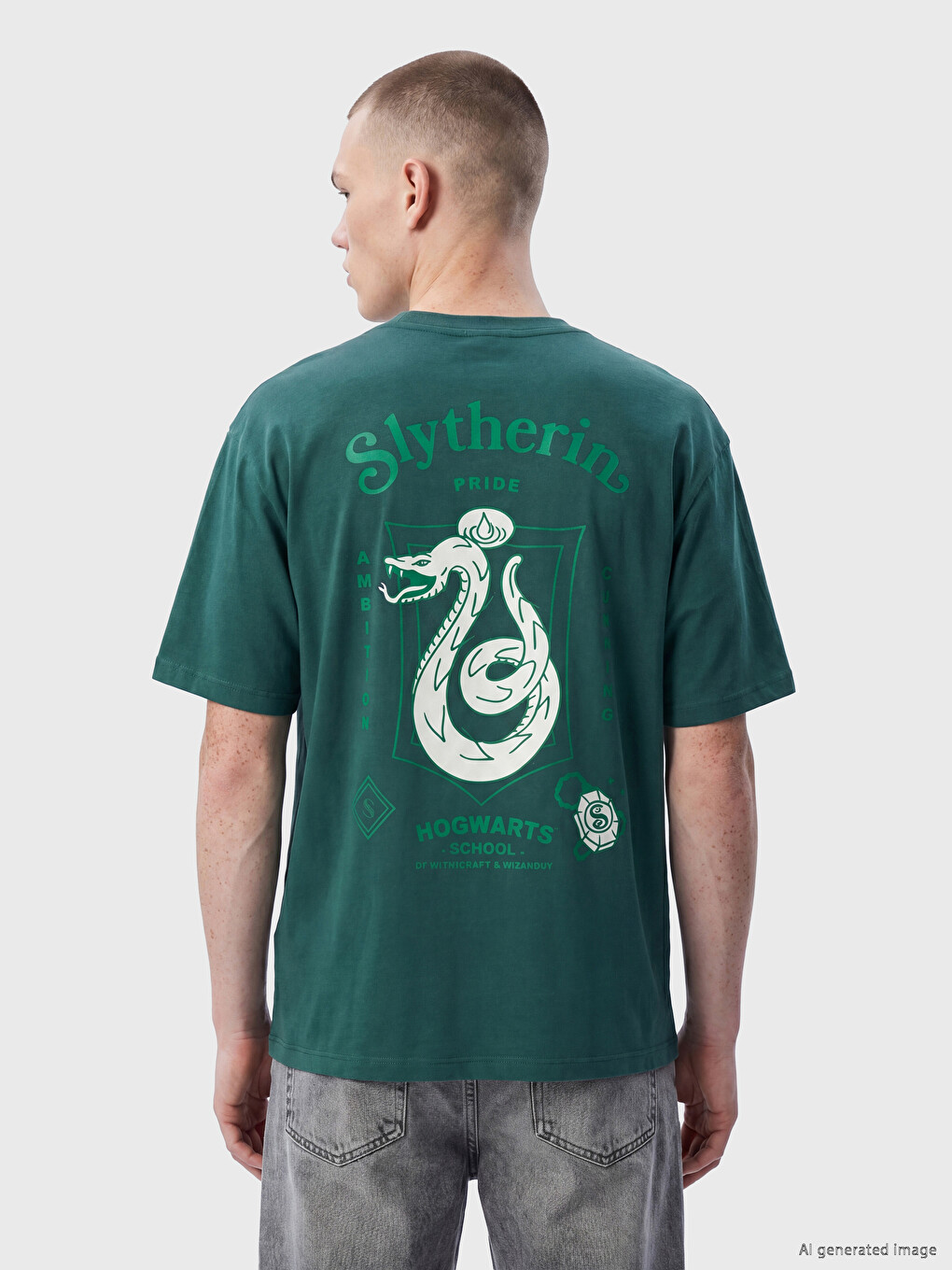 Tricou cu guler rotund imprimat Harry Potter pentru bărbați-3