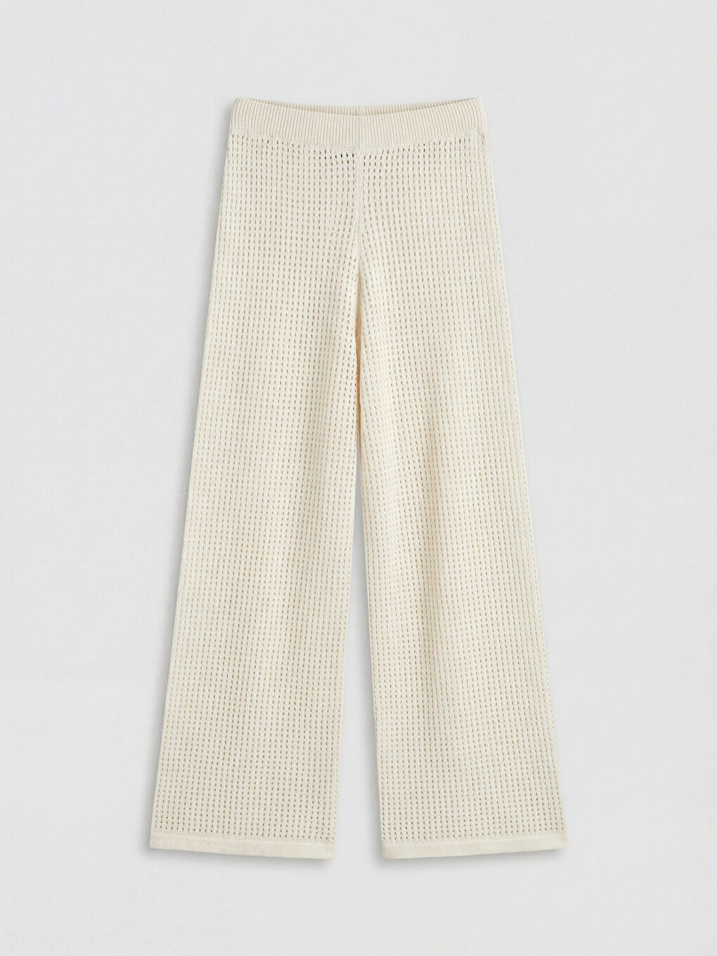 Bej Beli Lastikli Ajurlu Kadın Pantolon