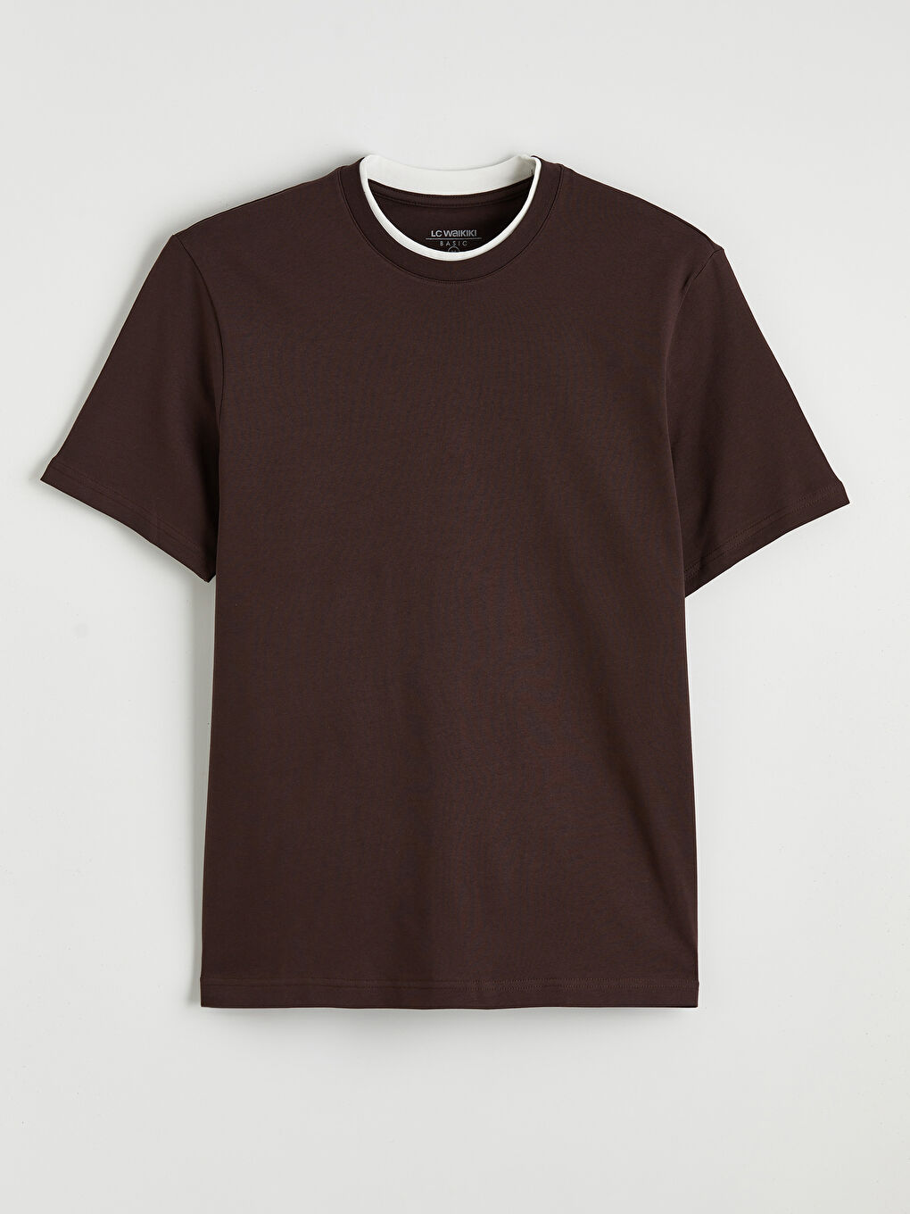 Kahverengi Bisiklet Yaka Erkek Tişört-4