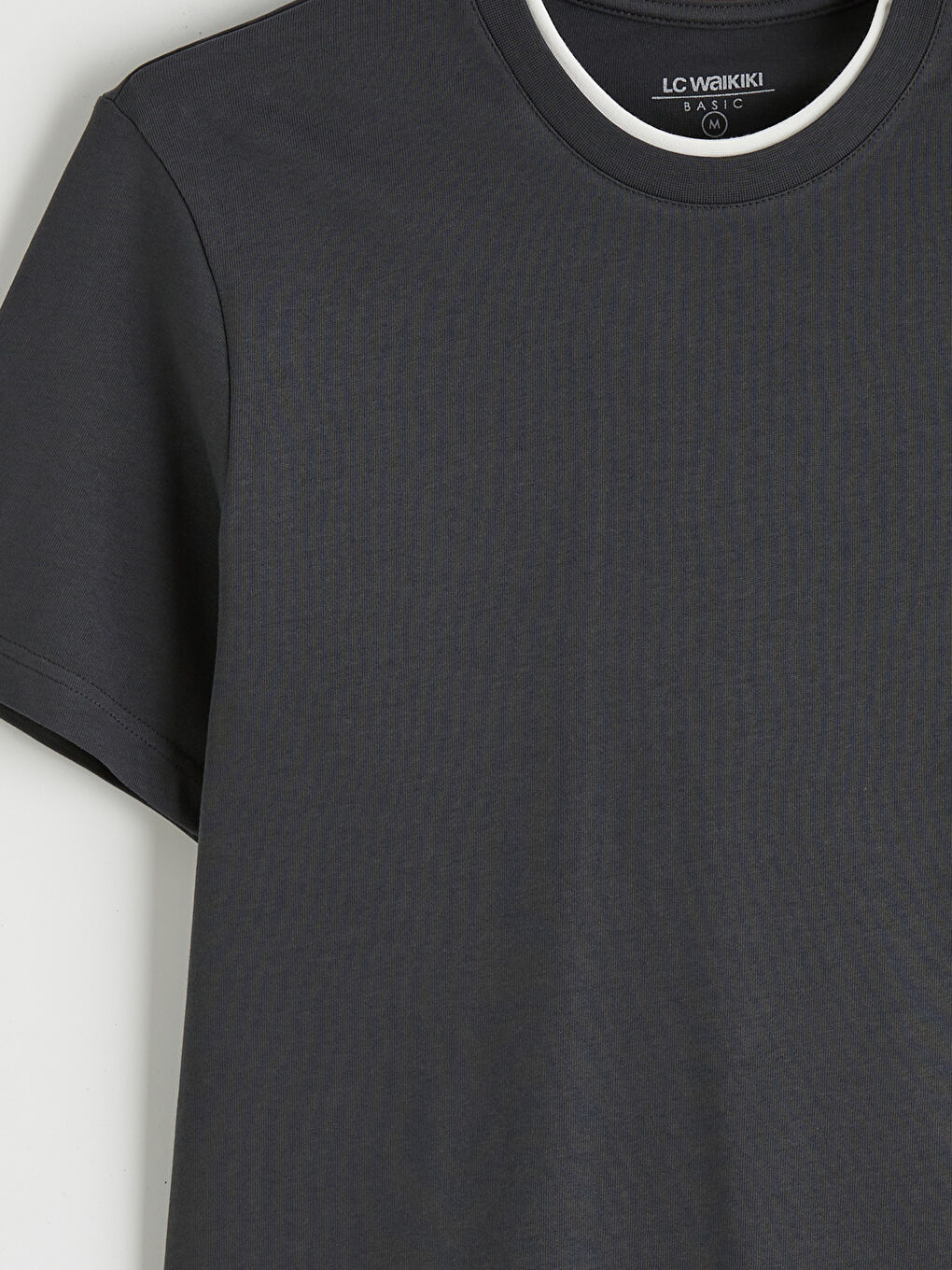 Antrasit Bisiklet Yaka Erkek Tişört-2