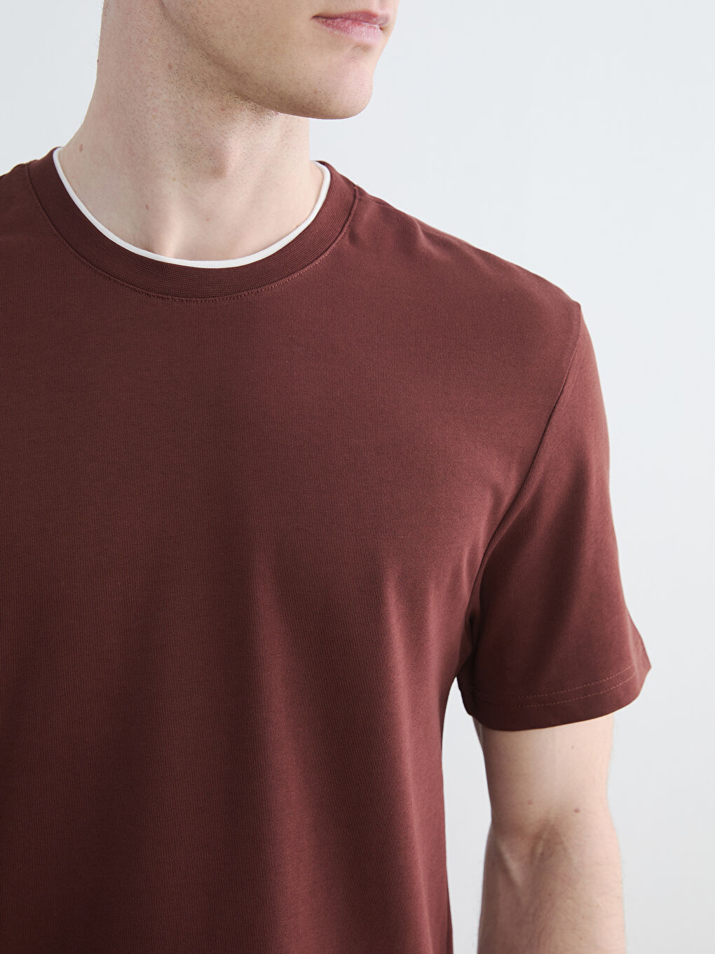 Kahverengi Bisiklet Yaka Erkek Tişört-2