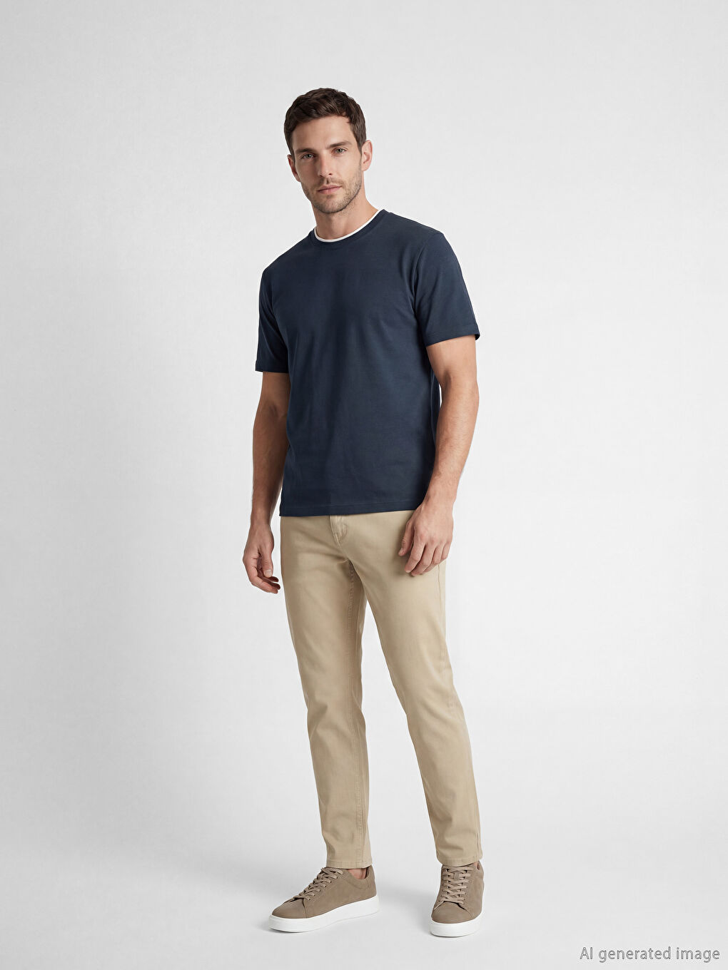 Petrol Bisiklet Yaka Erkek Tişört-1