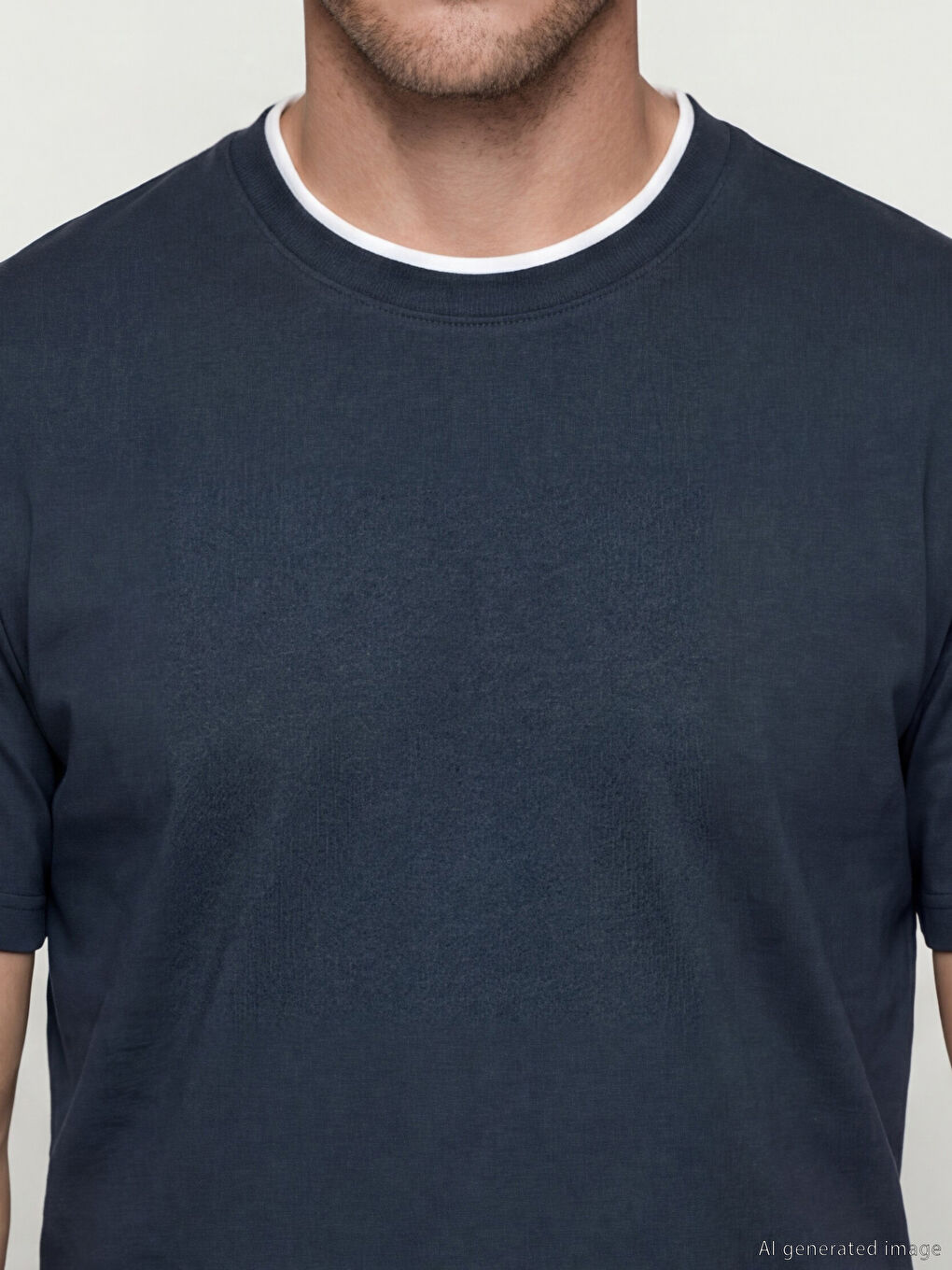 Petrol Bisiklet Yaka Erkek Tişört-2