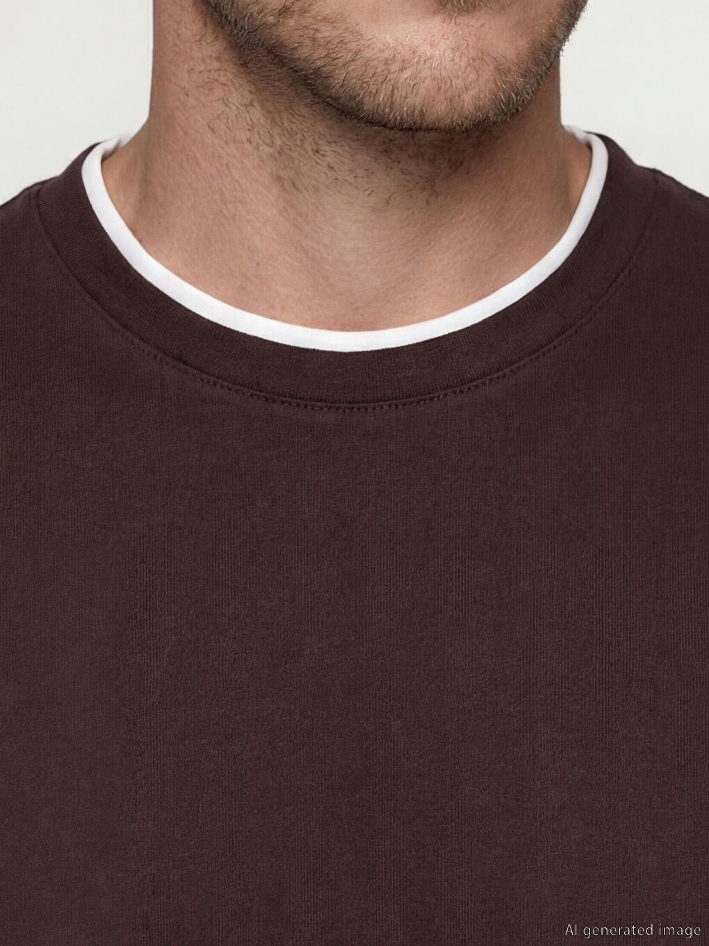 Kahverengi Bisiklet Yaka Erkek Tişört-2