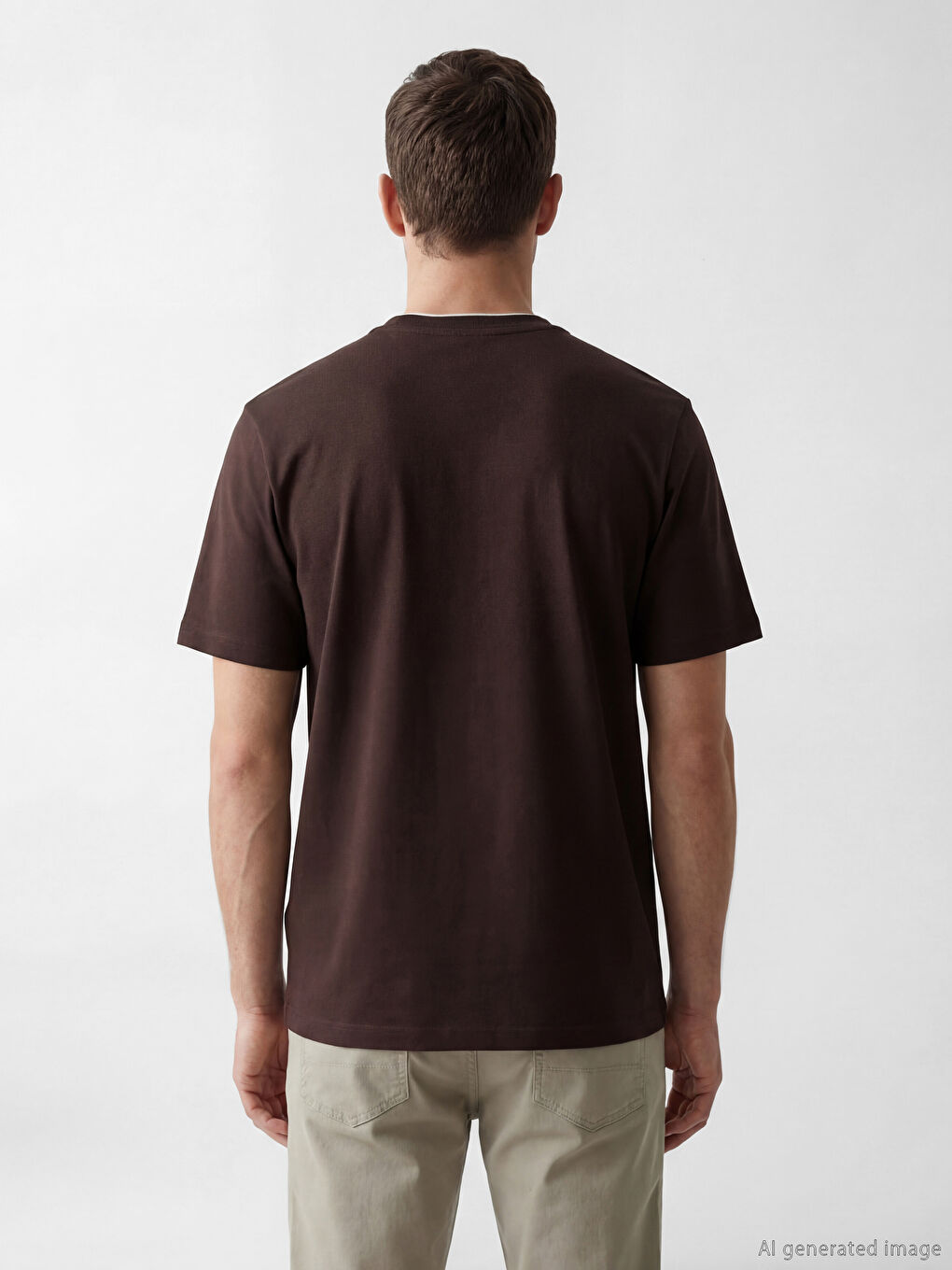 Kahverengi Bisiklet Yaka Erkek Tişört-3