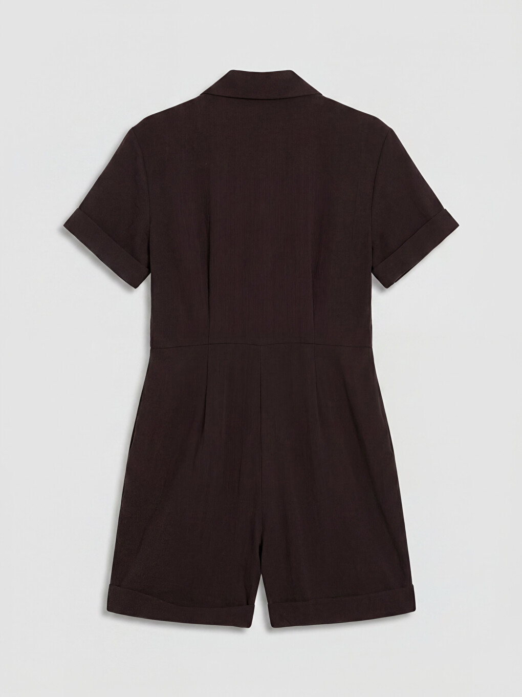 Collared Neck Pleated Women's Short Jumpsuit-4