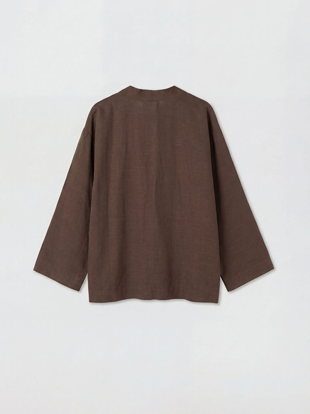 Kahverengi V Yaka Kadın Kimono-1
