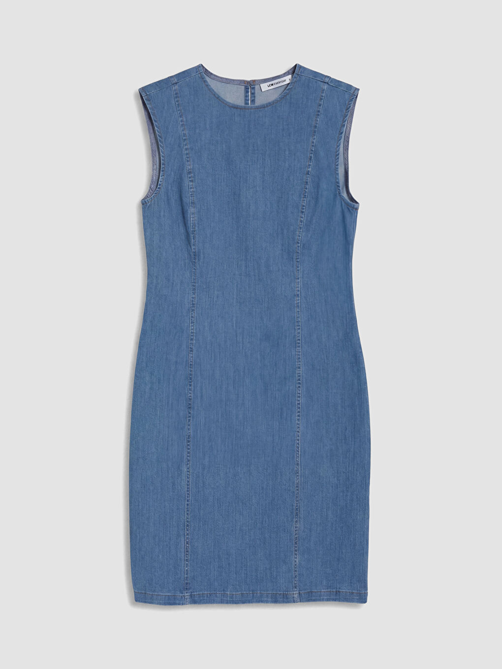 İndigo Bisiklet Yaka Mini Jean Elbise