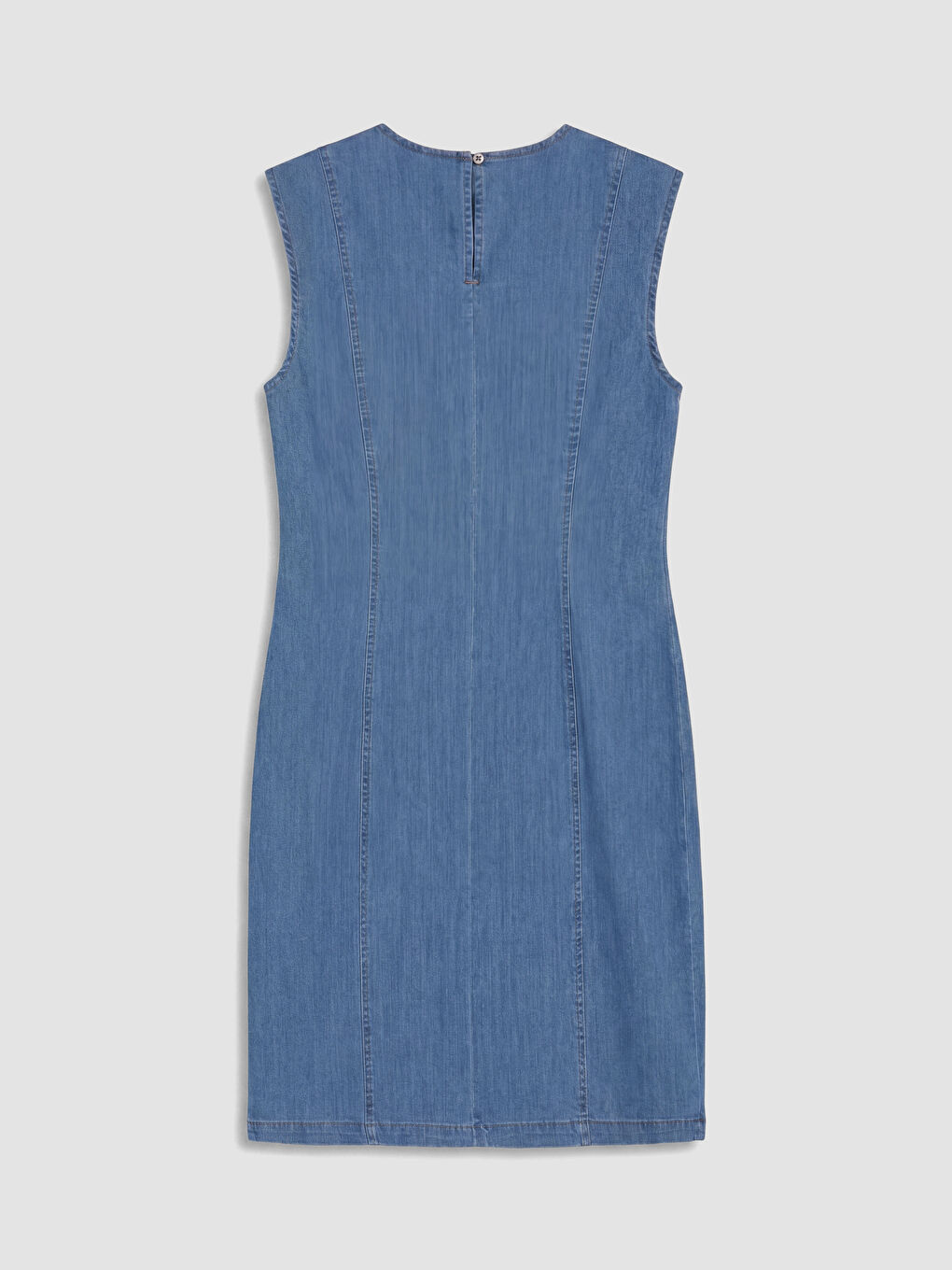 İndigo Bisiklet Yaka Mini Jean Elbise-2