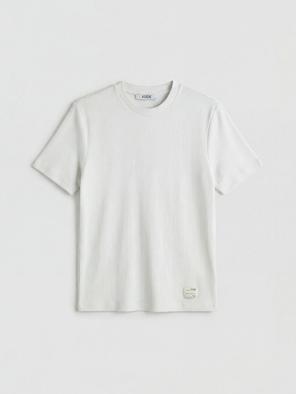 Gri Bisiklet Yaka Fitilli Erkek Tişört-4