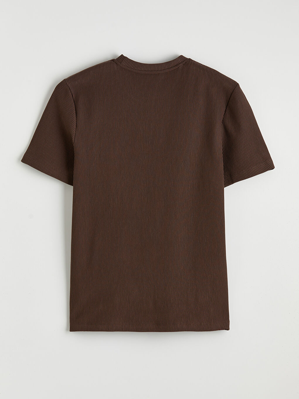 Kahverengi Bisiklet Yaka Fitilli Erkek Tişört-1