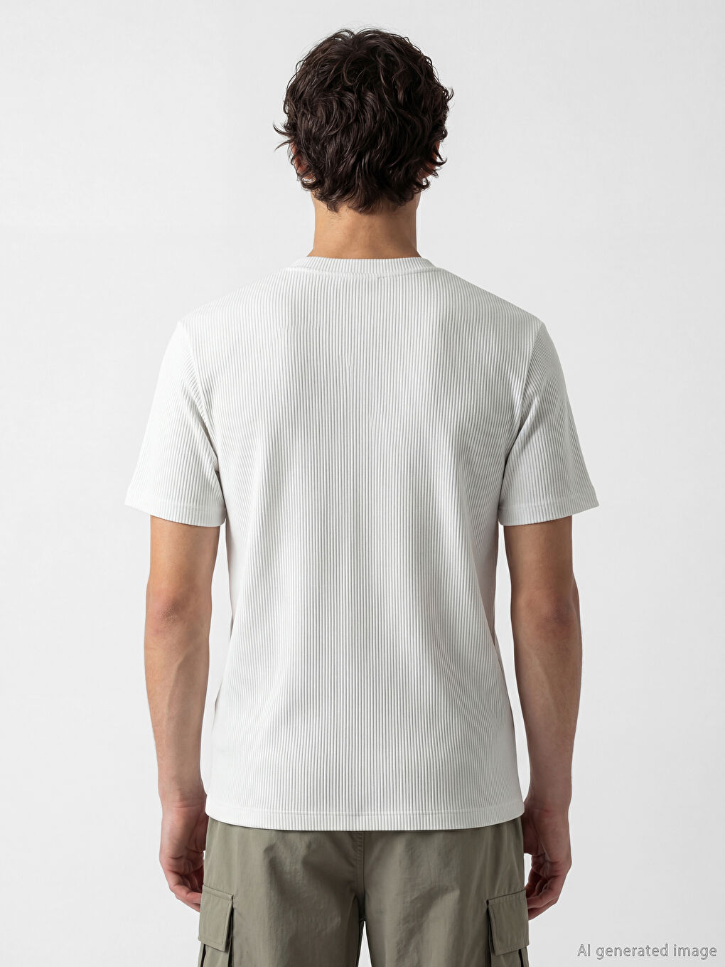 Gri Bisiklet Yaka Fitilli Erkek Tişört-3