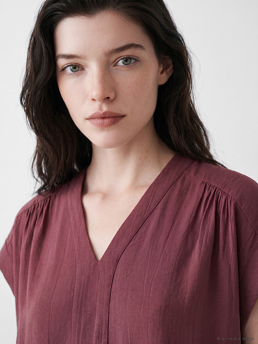 Bluza Sa V-izrezom, Nabrana-2