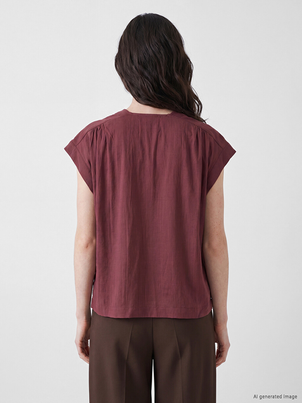 Bluza Sa V-izrezom, Nabrana-3