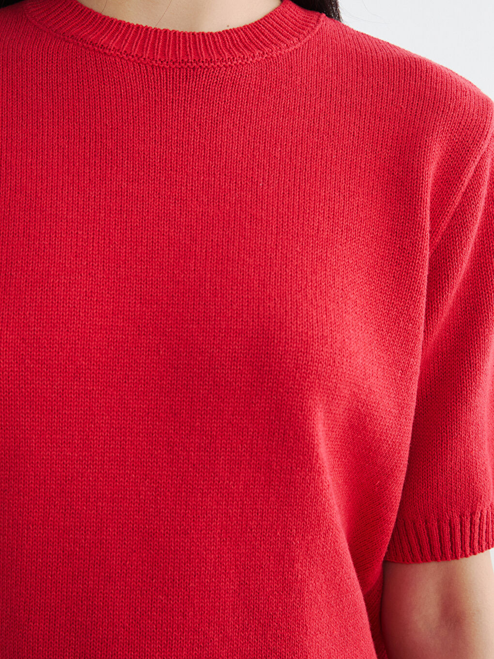 Kırmızı Bisiklet Yaka Kadın Triko Kazak	-2