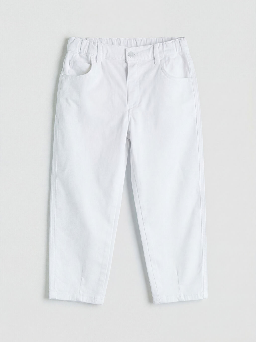 Beyaz Baggy Fit Erkek Çocuk Gabardin Pantolon