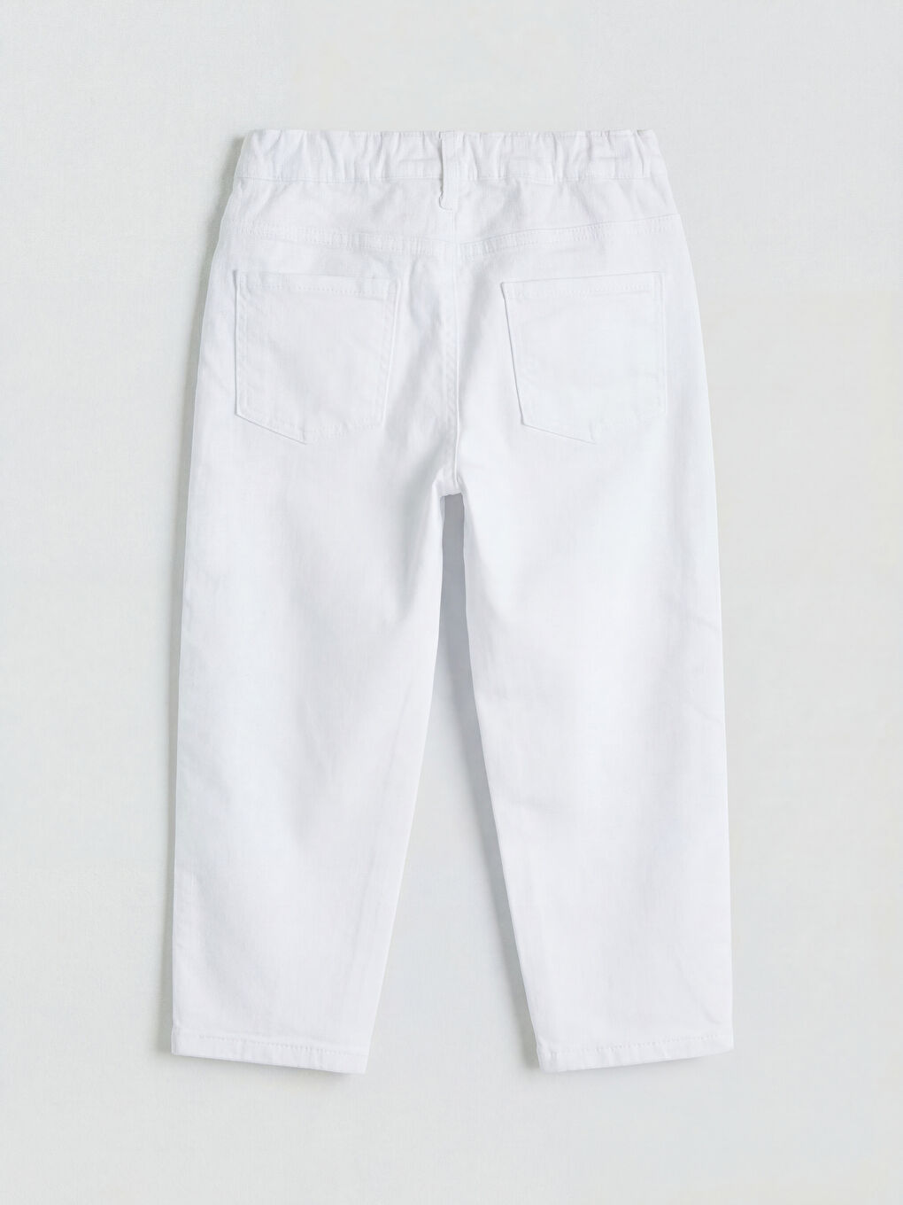 Beyaz Baggy Fit Erkek Çocuk Gabardin Pantolon-1