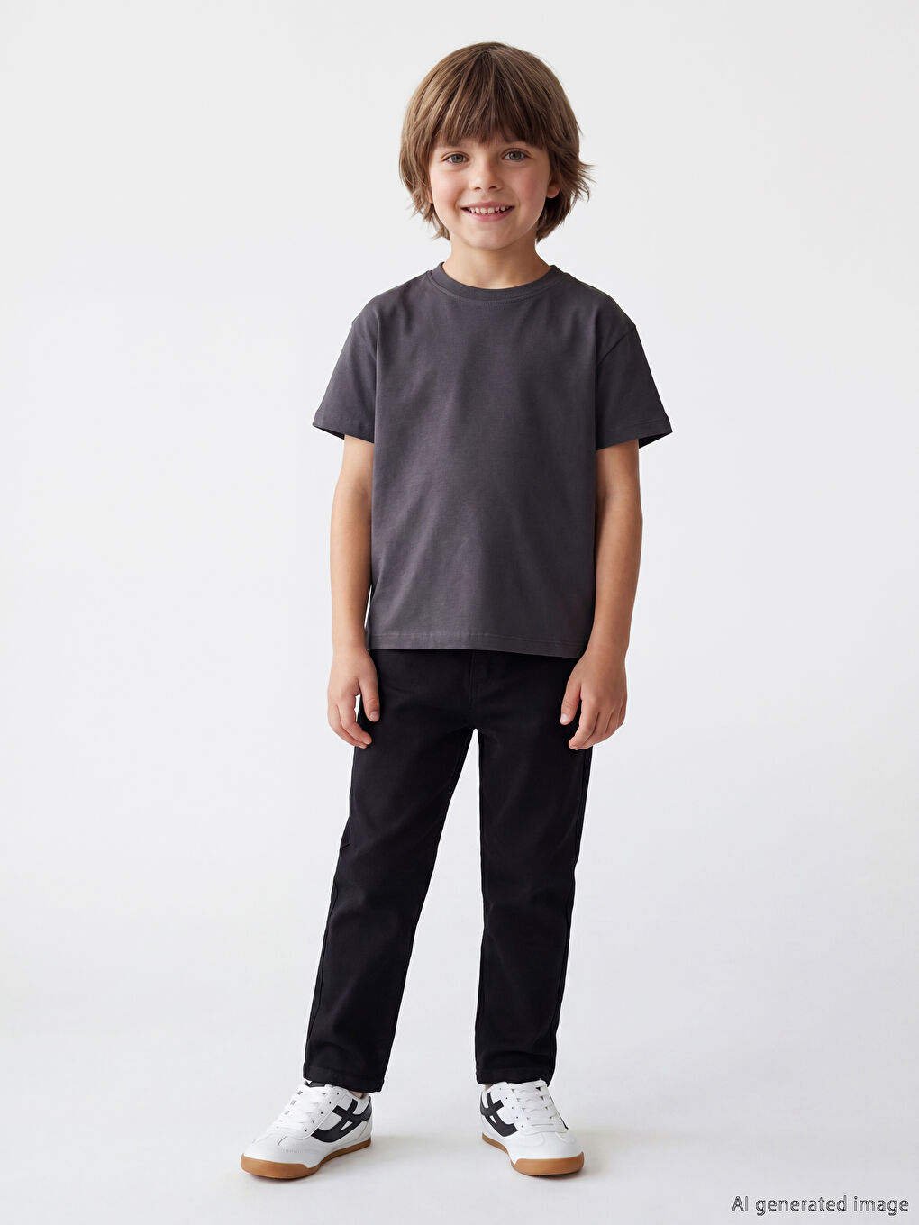 Siyah Baggy Fit Erkek Çocuk Gabardin Pantolon