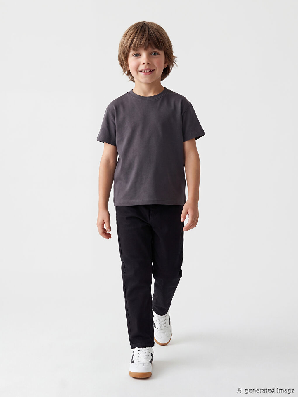Siyah Baggy Fit Erkek Çocuk Gabardin Pantolon-1
