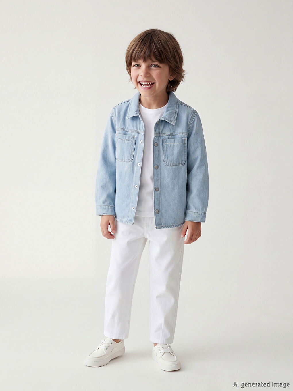 Beyaz Baggy Fit Erkek Çocuk Gabardin Pantolon