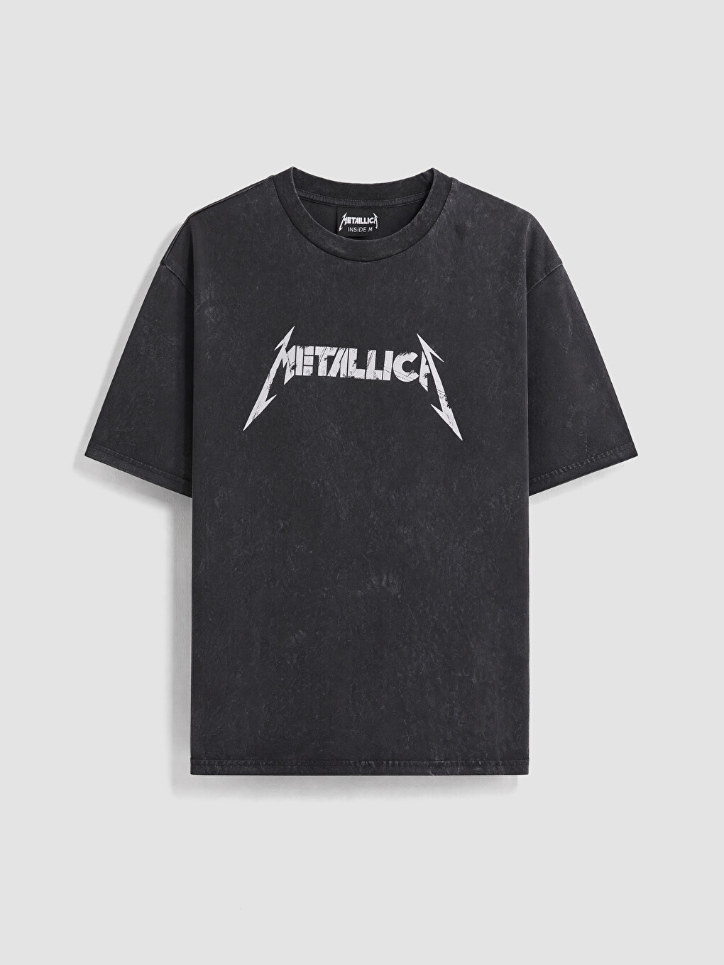 Antrasit Loose Fit Metallica Baskılı Erkek Tişört-4