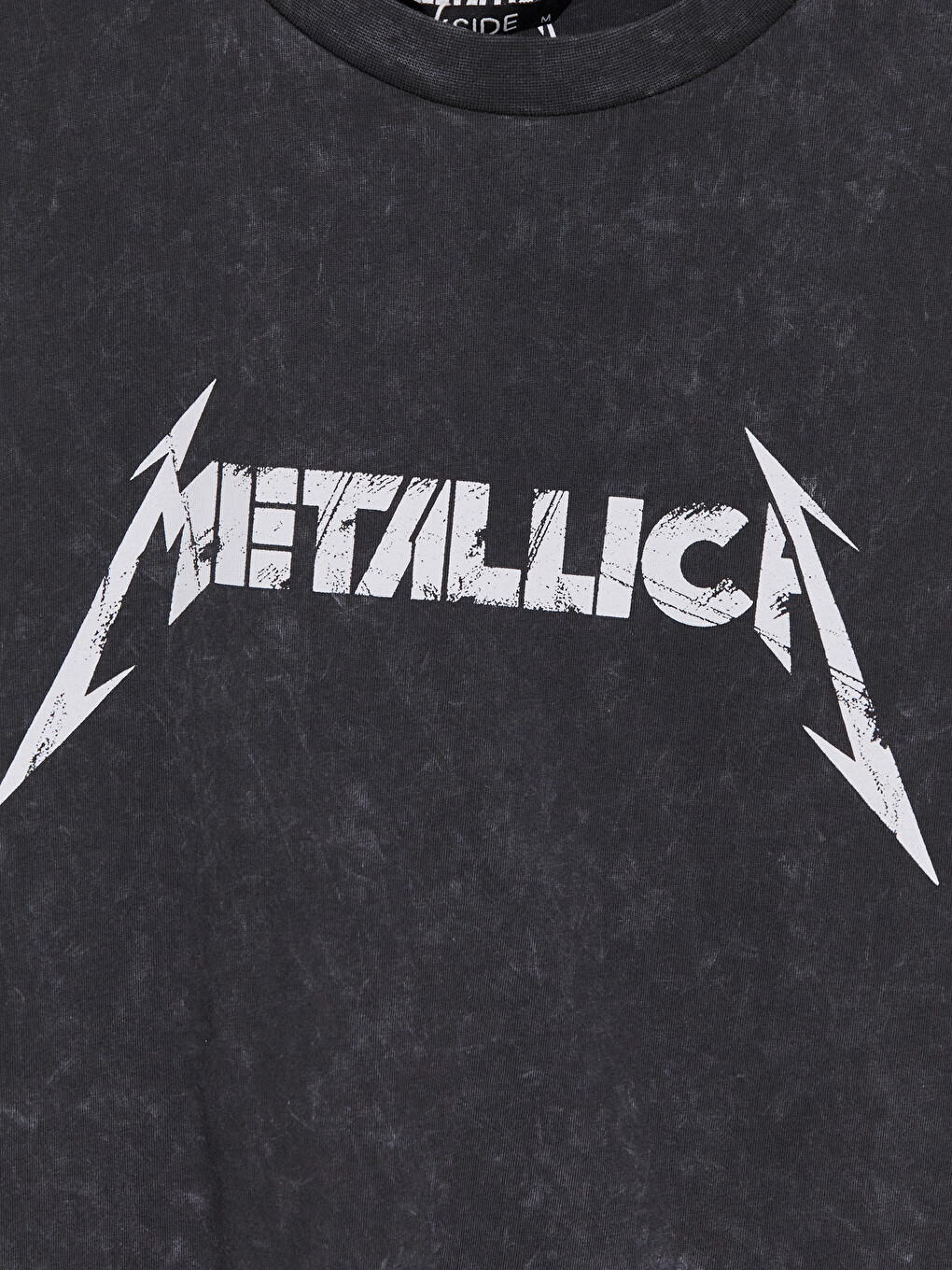 Antrasit Loose Fit Metallica Baskılı Erkek Tişört-5
