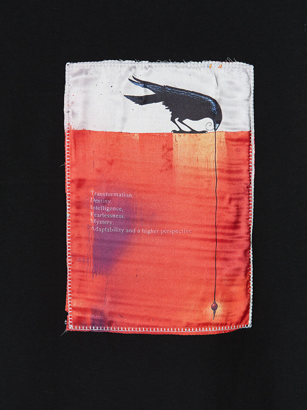 Siyah Bisiklet Yaka Nakışlı Erkek Tişört-7