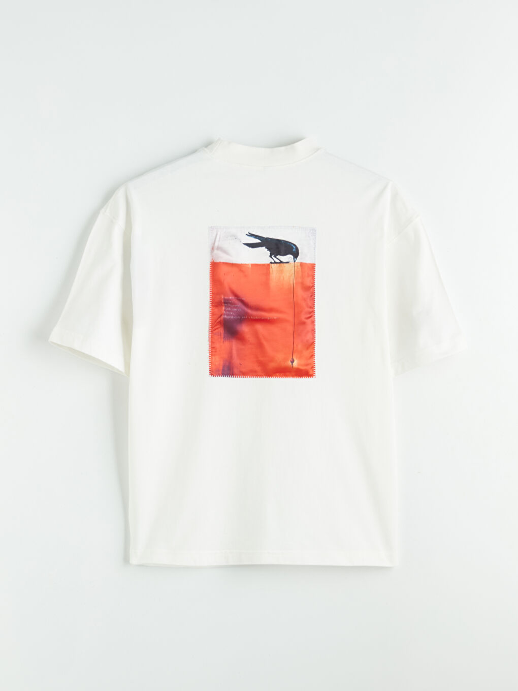 Beyaz Bisiklet Yaka Baskılı Erkek Tişört-3