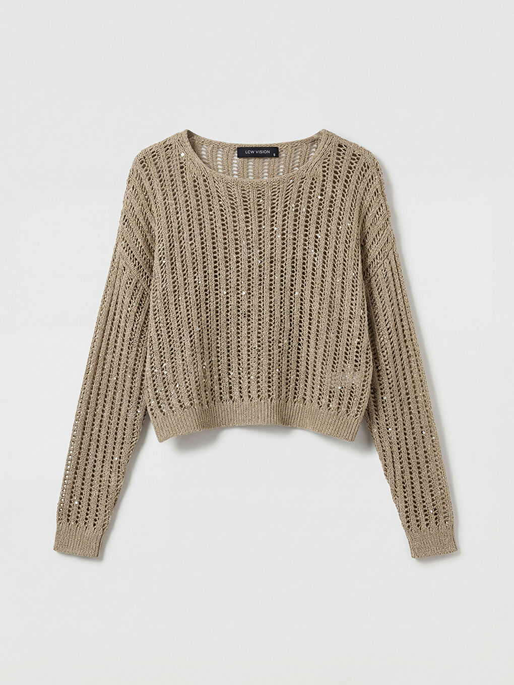 Haki Bisiklet Yaka Ajurlu Kadın Triko Kazak-4