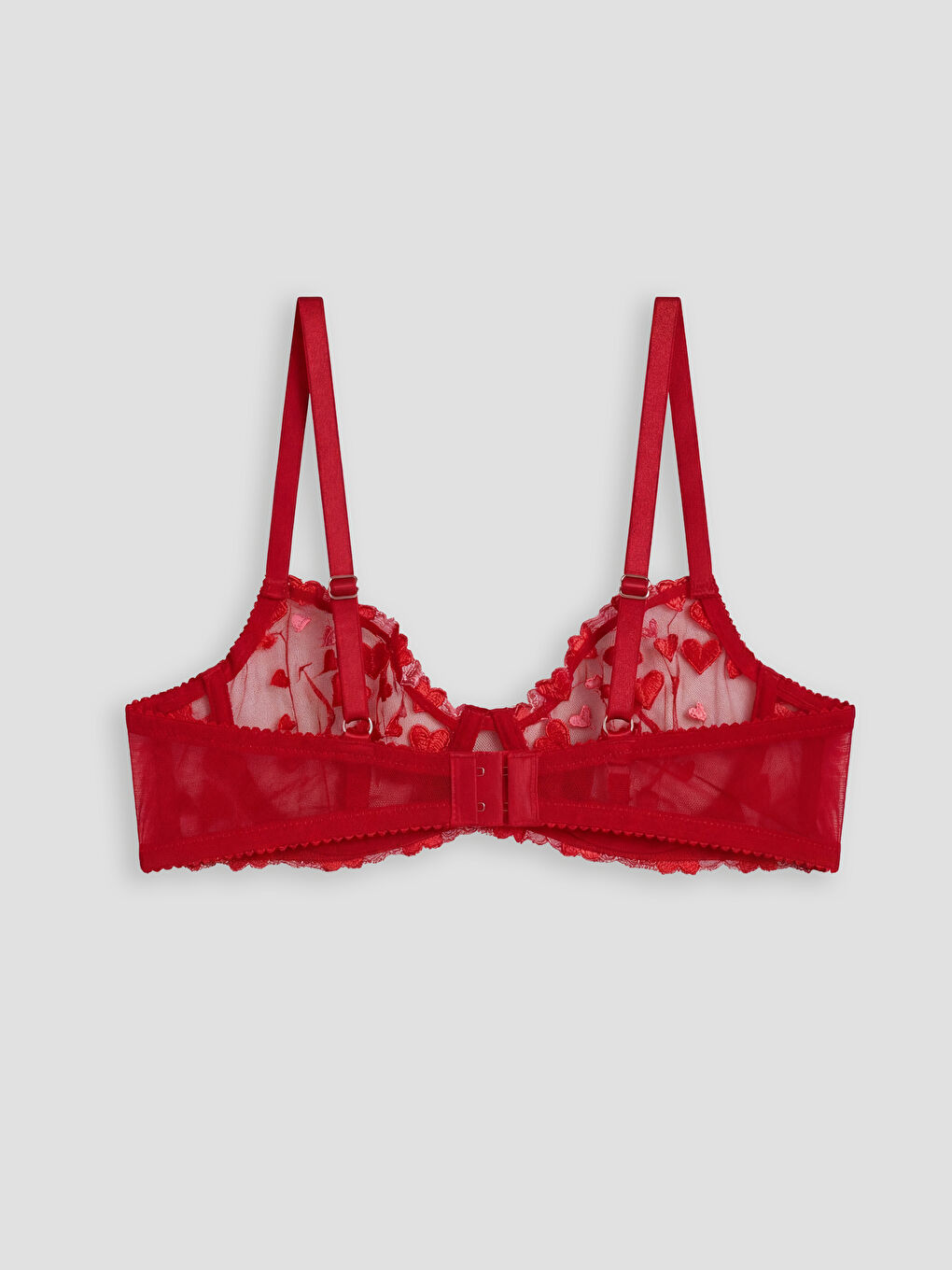 Kırmızı Balenli Dolgusuz Kalpli Fantezi Tişört Sütyen-1