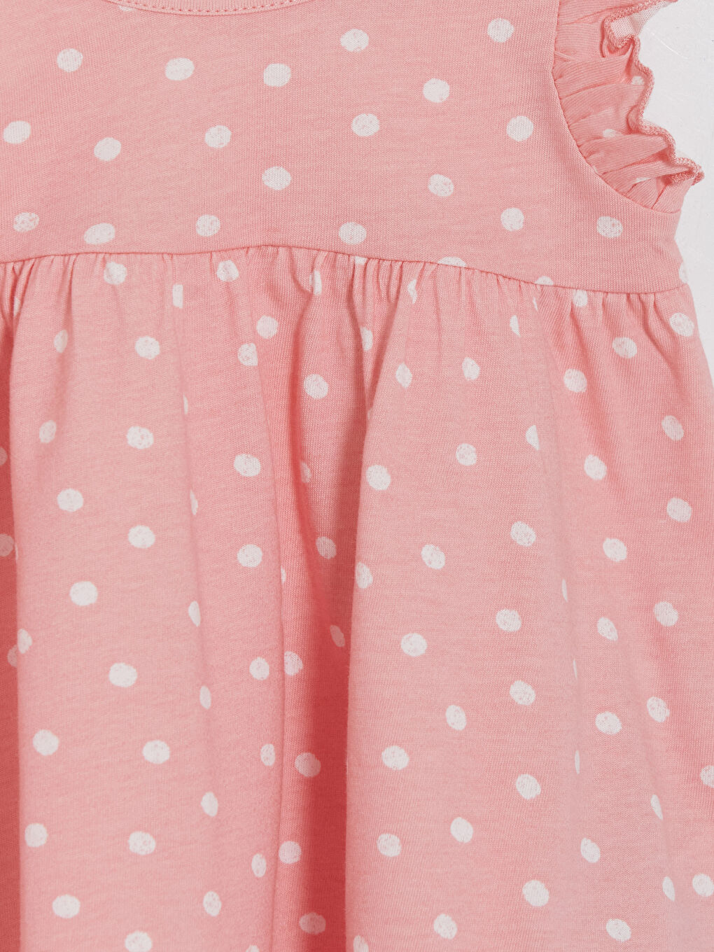 Pembe Bisiklet Yaka Desenli Kız Bebek 2'li Penye Elbise-5