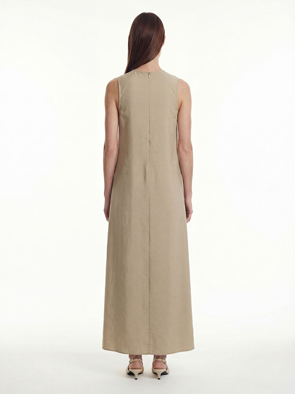 Yeşil Modal Karışımlı A Kesim Elbise-3