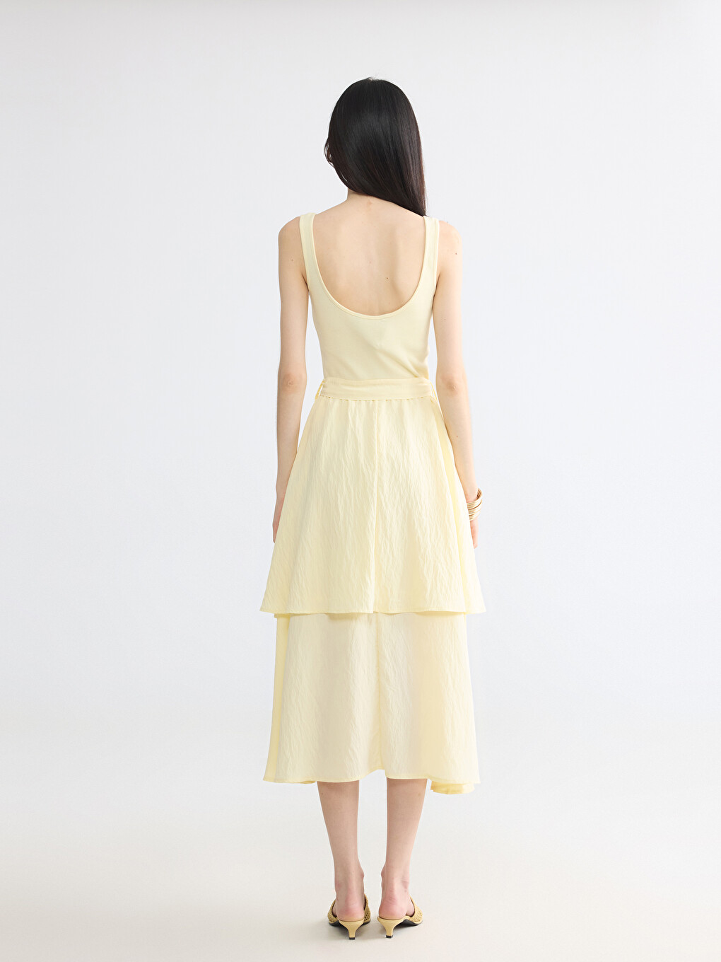 U Neck Sash Layered Dress-3