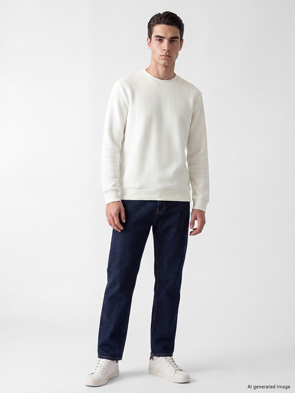 Crew Neck Patterned Men's Sweatshirt-1