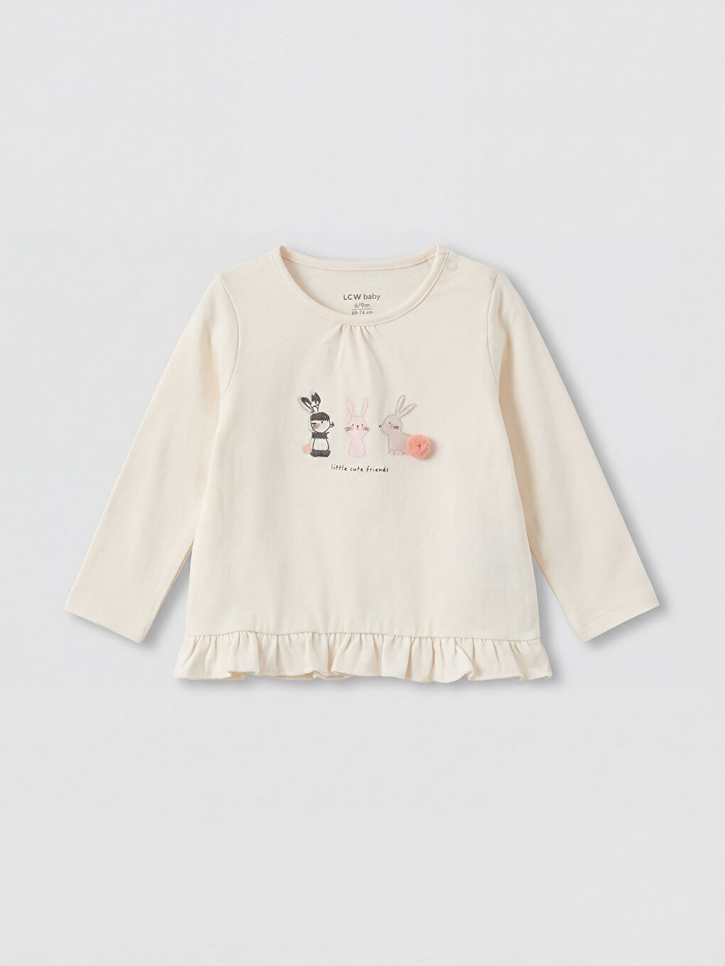 Ekru Baskılı Kız Bebek Bluz ve Tayt-1