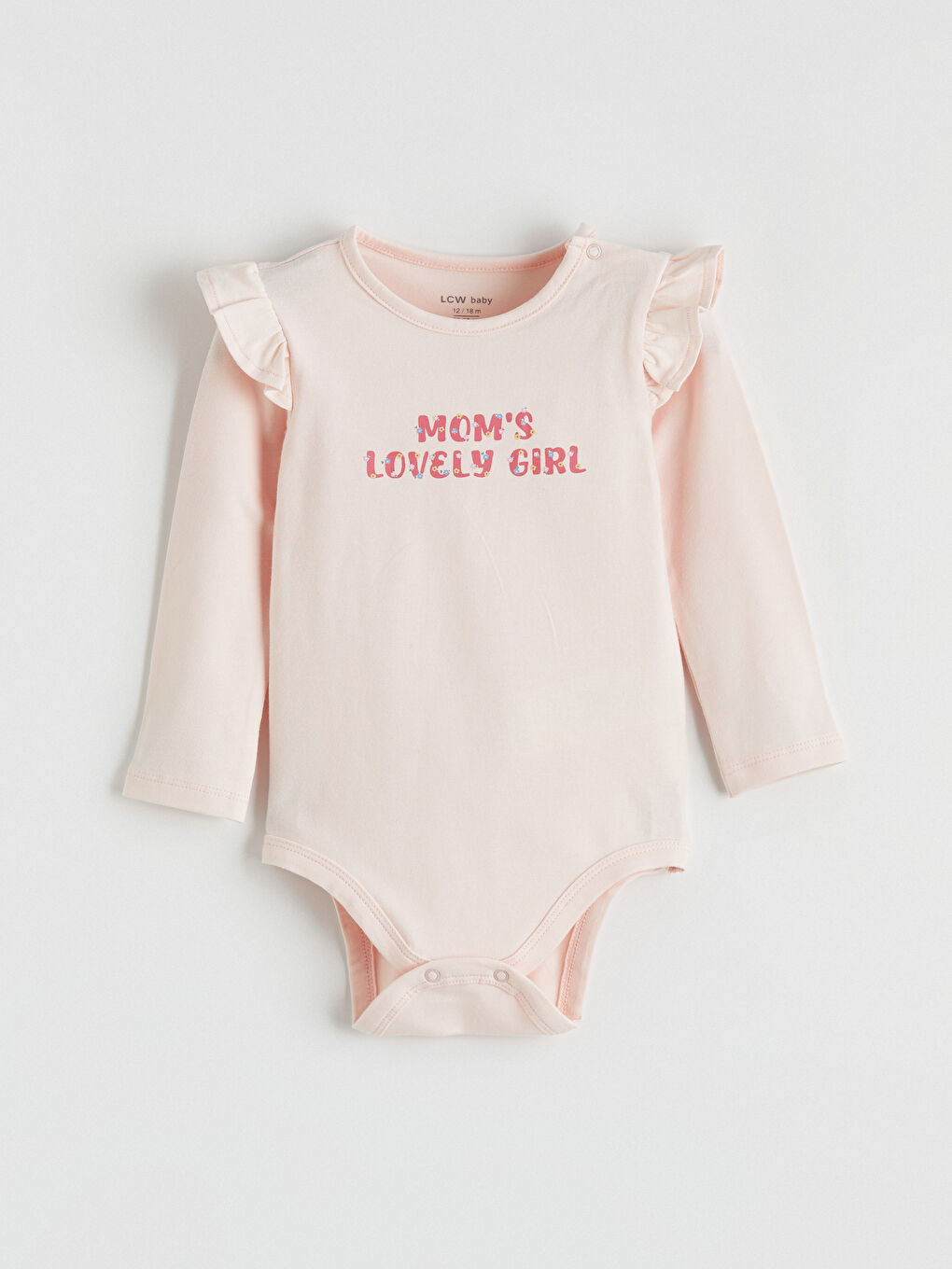 Pembe Baskılı Kız Bebek Çıtçıtlı Body ve Pantolon-1