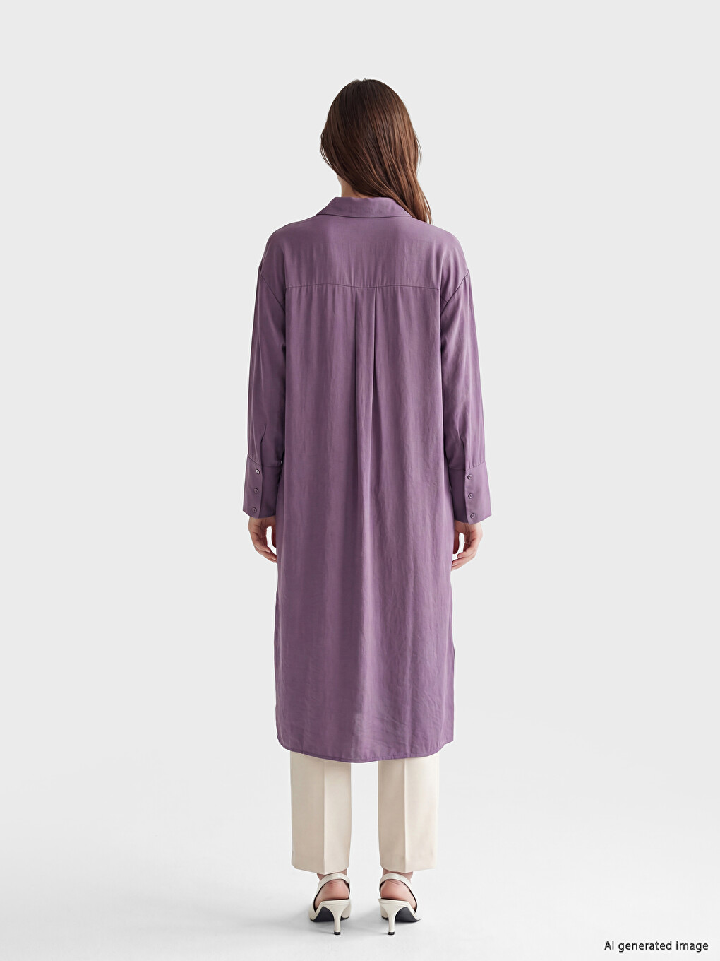 Oversize Modal Blended Women's Shirt Tunic-3
