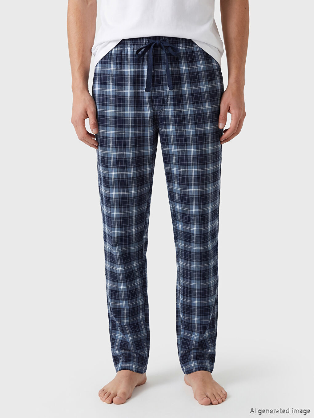 Mavi Standart Kalıp Ekose Erkek Pijama Altı-1